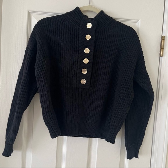 Sezane Lucas Jumper, Organic Cotton and Wool Sweater, Black, Size Medium - Picture 2 of 10